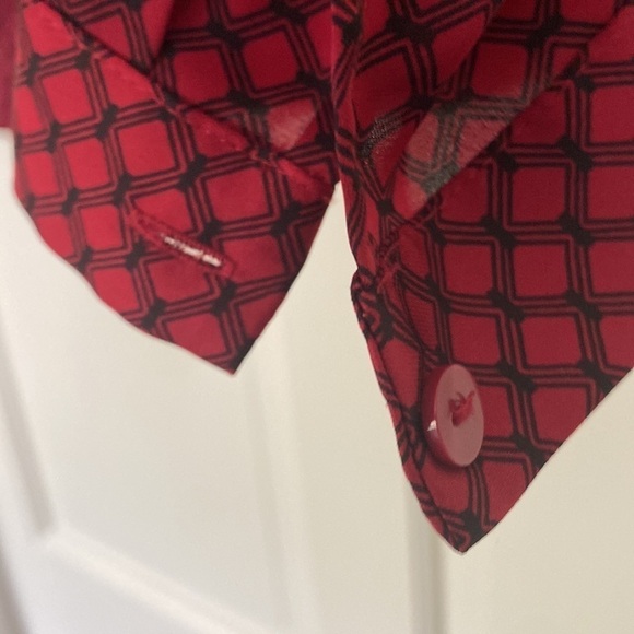 Red Black Blouse Long Sleeve M - Picture 5 of 9